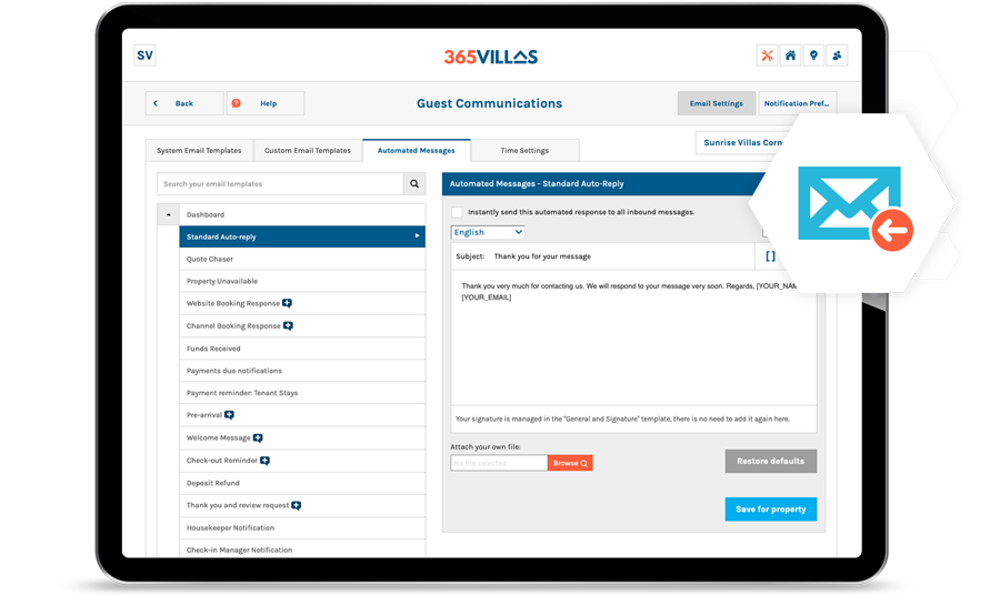 365Villas-Software-Email2020 365 Villas Software Auto Responder Feature
