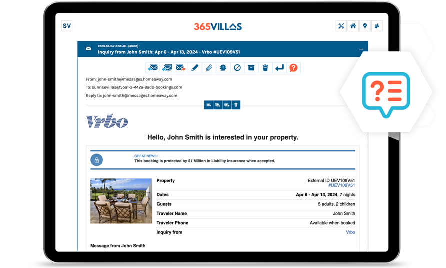 365 Villas Software Inquiry Manager Feature