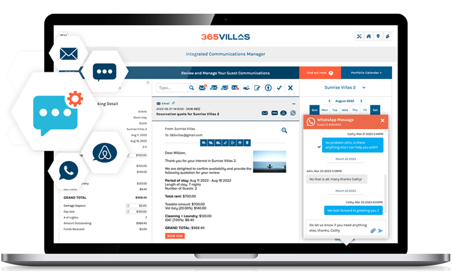 365Villas-Software-Email2020 Unified Communications feature of 365 Villas Software