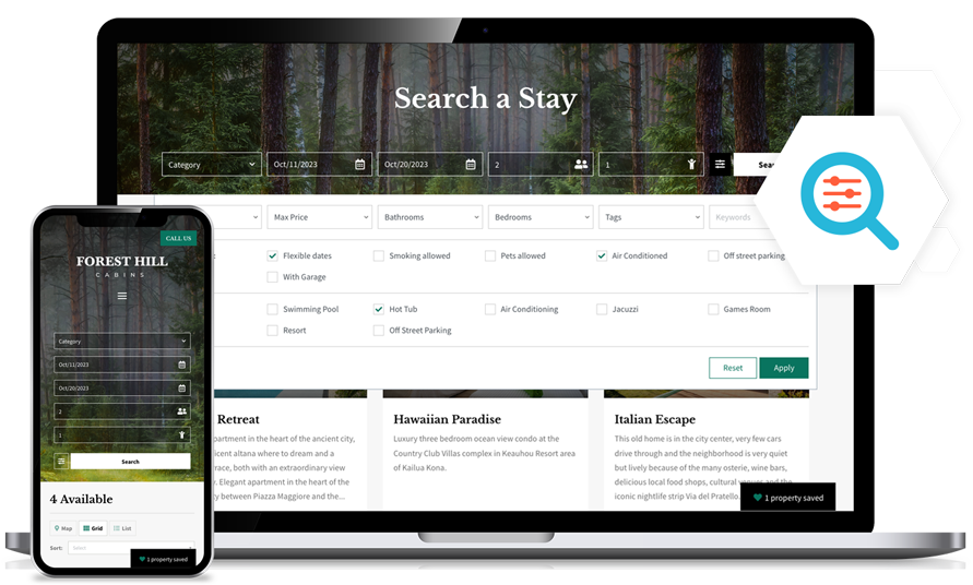 Search engine Feature of 365 Villas Software