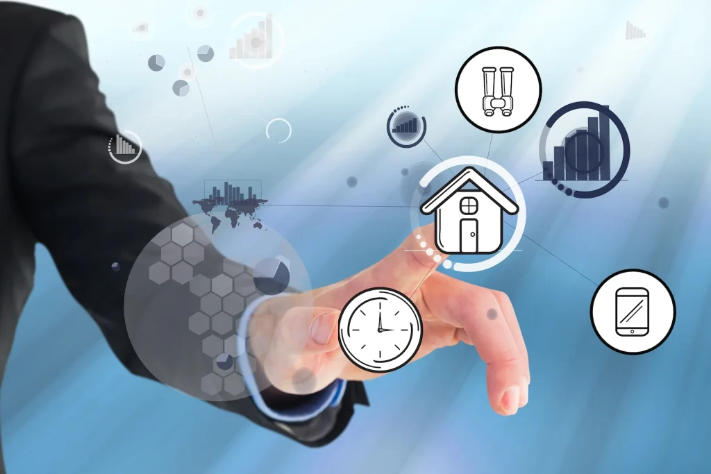 man clicking icon house