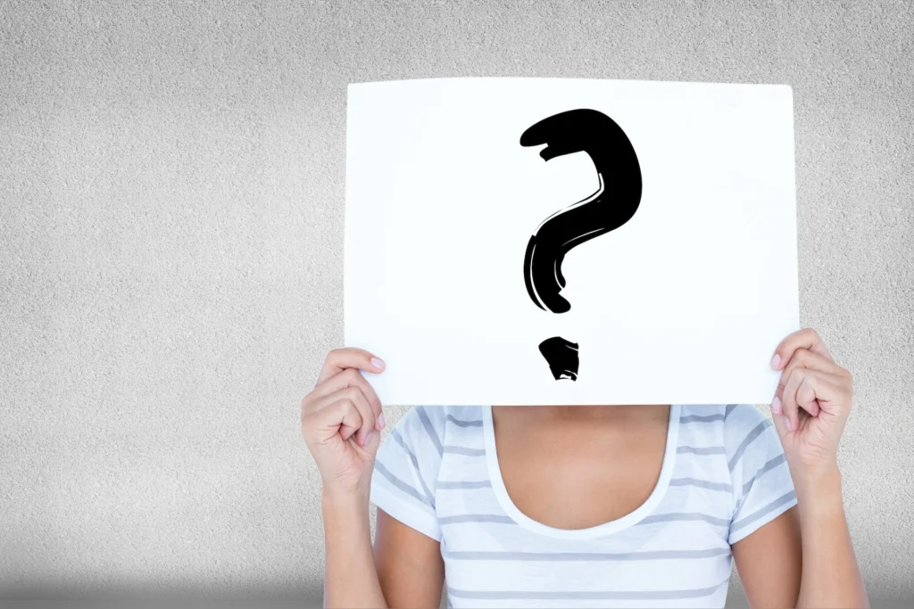 woman with a question mark face